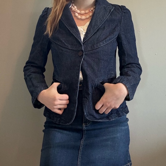 Old Navy Denim Ribbed Blazer Jacket. - Picture 4 of 6